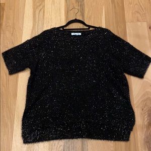 NWOT fuzzy black sparkly blouse